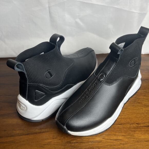 Champion Shoes - Champion Rally Shoes Womens Sz 10W Black White Leather Slip On Trainers Sneaker